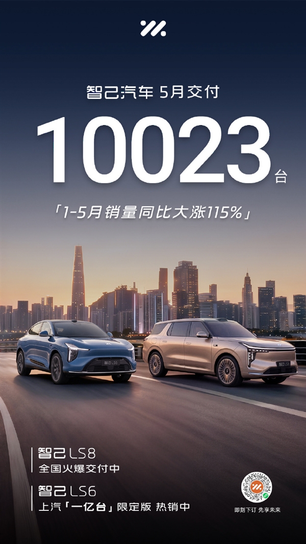 智己汽车5月交付10023台:前5个月销量同比大涨115%