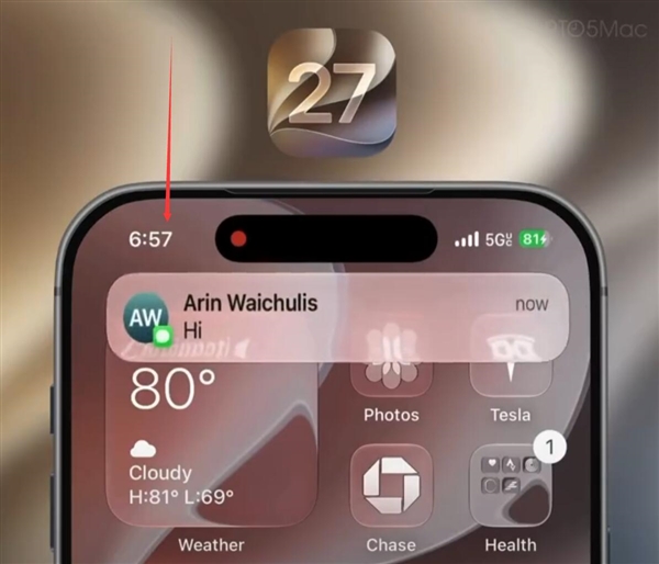 苹果iOS 27打破15年肌肉记忆:通知下滑手势从中央改为左上角