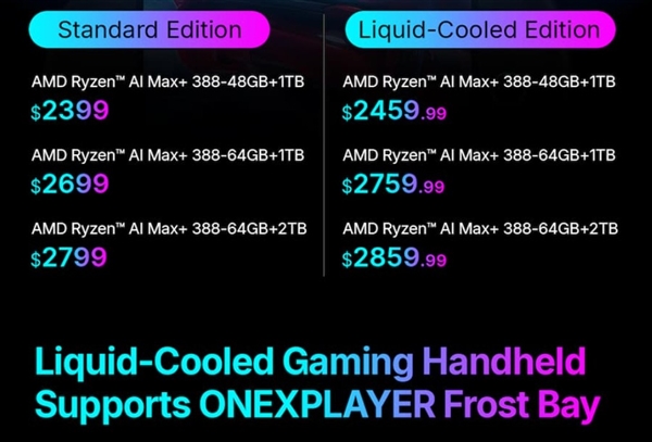 AMD锐龙AI Max+ 395消失了!壹号本X2 Mini Pro掌机配置缩水:顶配水冷逼近2万元