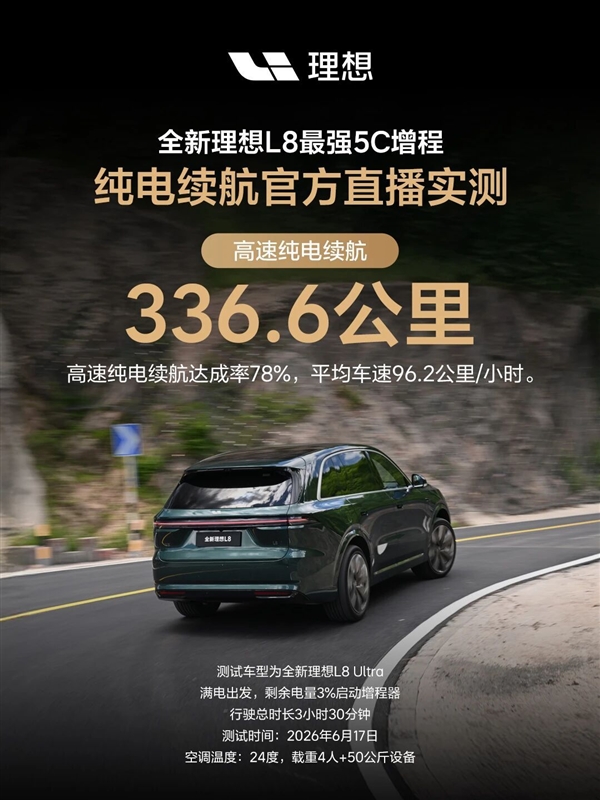 达成率102%!理想L8城区纯电续航出炉:跑了439.7公里