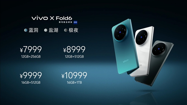 vivo X Fold6发布:行业首款一屏四用折叠屏 7999元起