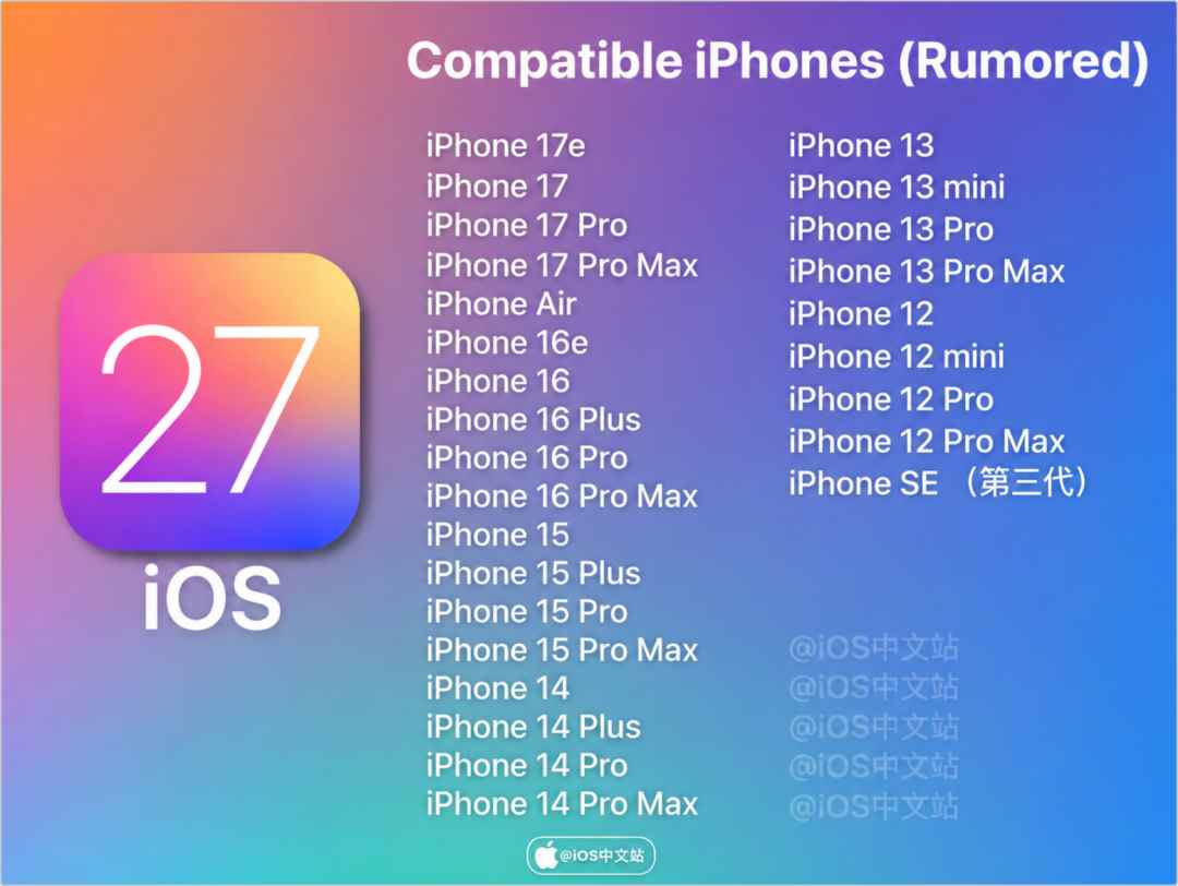 新功能和兼容设备曝光! 苹果正式官宣iOS27发布会
