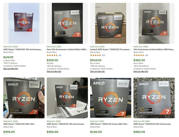 黄牛集体翻车!AMD 5800X3D十周年版原价随便买:还送水冷