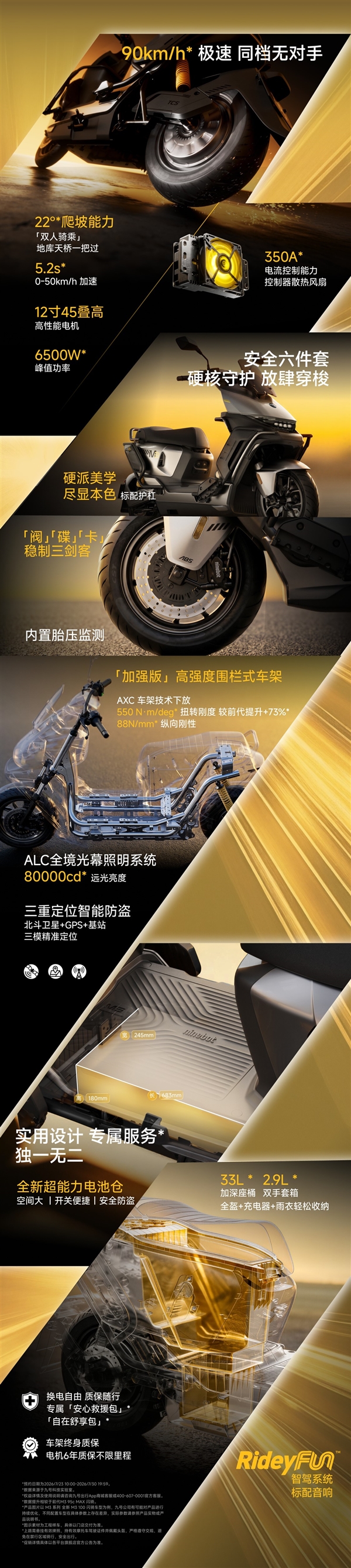 0-50km/h加速5.2s、极速90km/h!九号推出全新M3闪骑版电摩