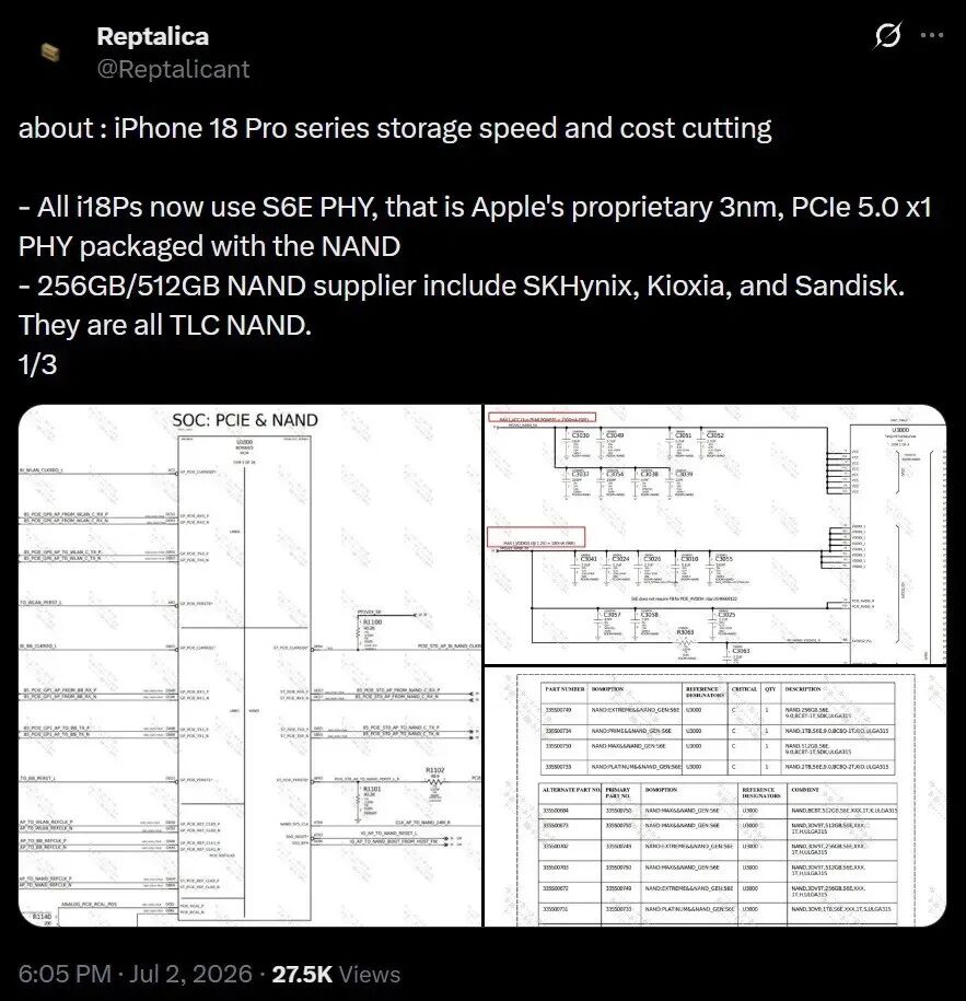 640-64 iPhone 18 Pro Max 闪存确认越贵越缩水,悄悄玩起反向升级